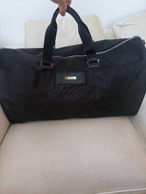 VERSACE PARFUMS BLACK NYLON DUFFLE BAG WEEKENDER TRAVEL CARRY ON NO STRAP
